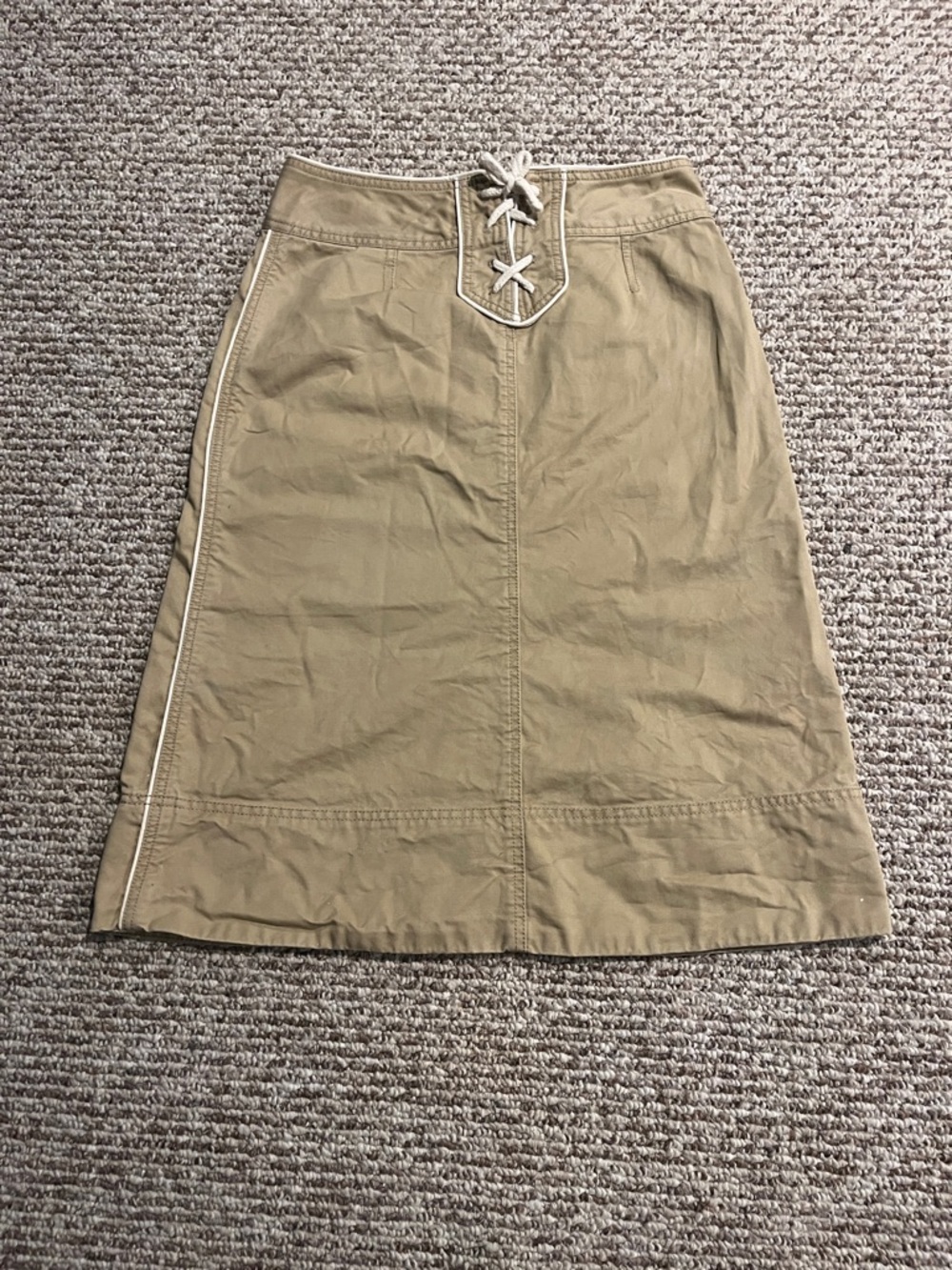 Marc Jacobs Khaki A-Line Skirt with Lace-Up Front